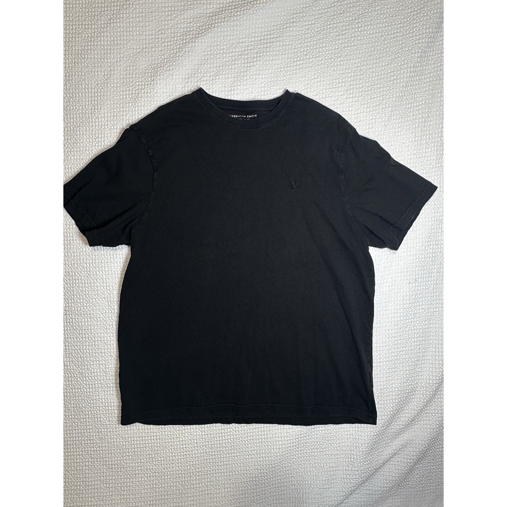 American Eagle Men's XXL Black Super Soft T-Shirt Embroidered Logo Standard Fit